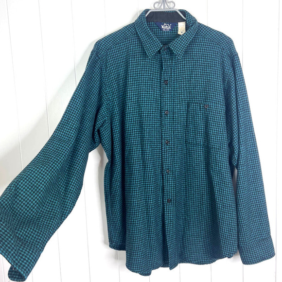VTG Woolridge Green and Black Small Checked Button Front Shirt SZ XL - Picture 3 of 7